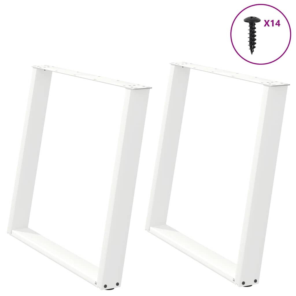 Spisebordben U-formet 2 stk hvit 90 x (72-73) cm stål
