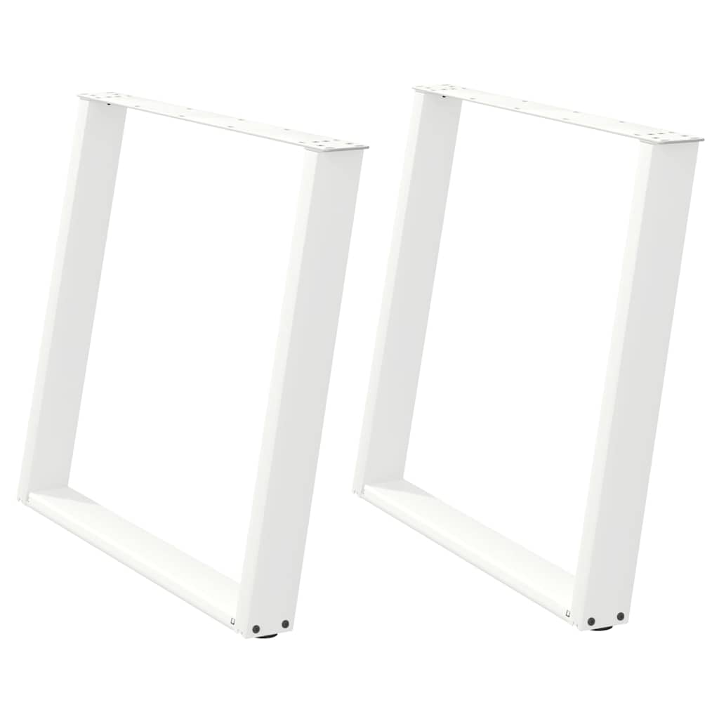 Spisebordben U-formet 2 stk hvit 100x(72-73) cm stål