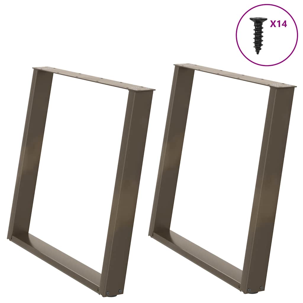 Spisebordben U-formet 2 stk naturstål 100x(72-73) cm stål