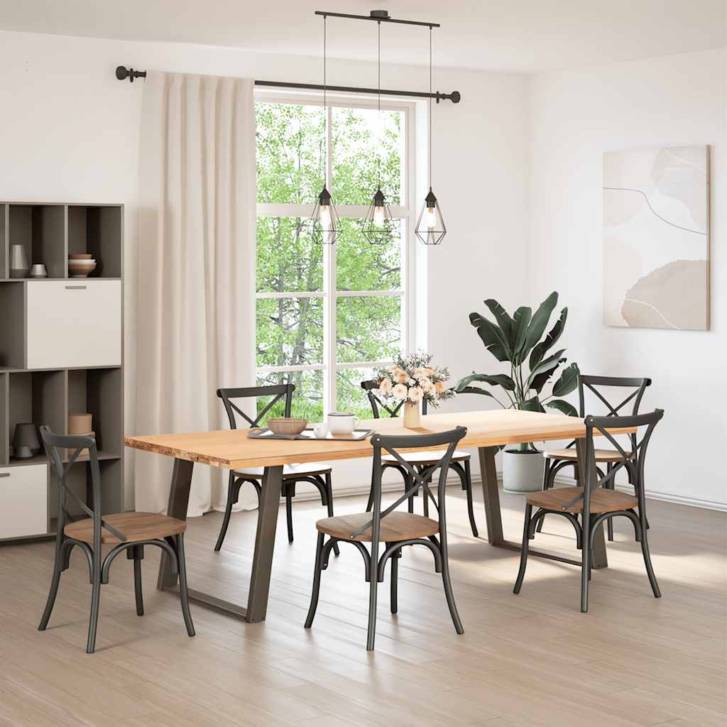 Spisebordben U-formet 2 stk naturstål 100x(72-73) cm stål