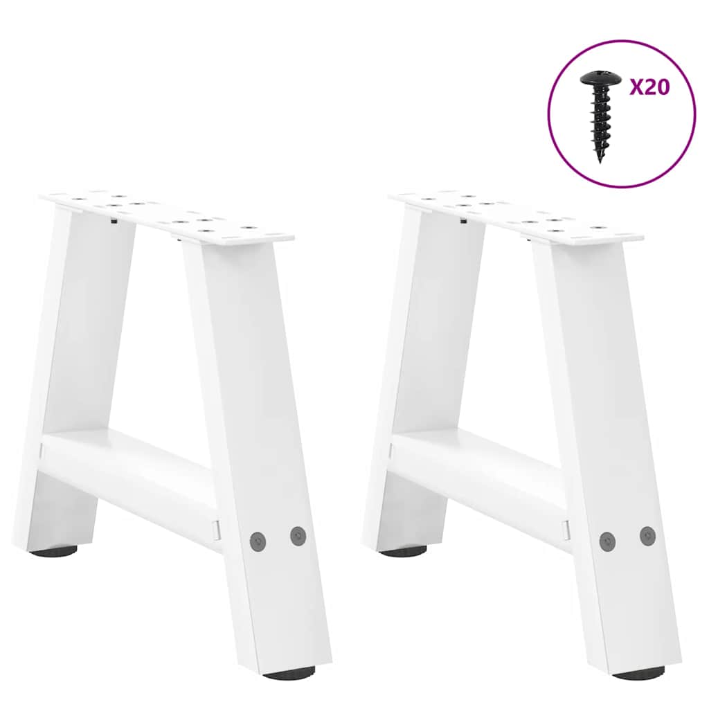 Salongbordben A-formet 2 stk hvit 40x(30-31) cm stål