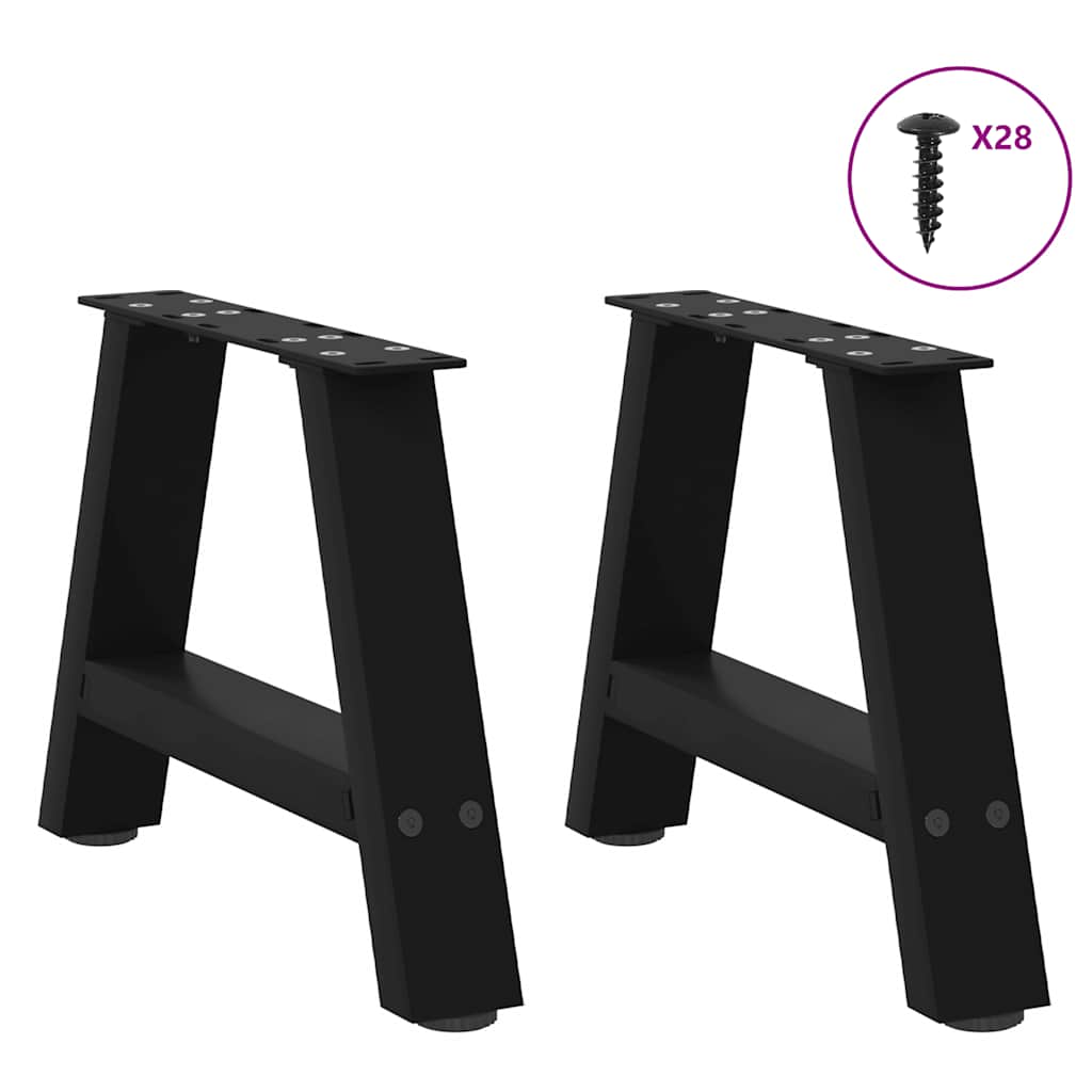 Salongbordben A-formet 2 stk svart 50x(30-31) cm stål