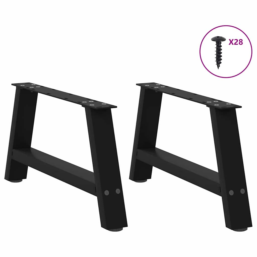 Salongbordben A-formet 2 stk svart 70 x (30-31) cm stål