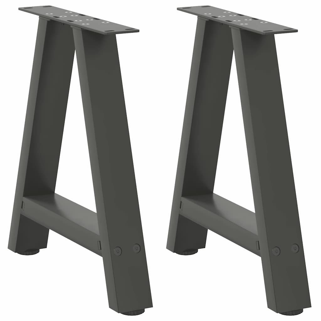 Salongbordben A-formet 2 stk antrasitt 50x(42-43) cm stål vidaXL