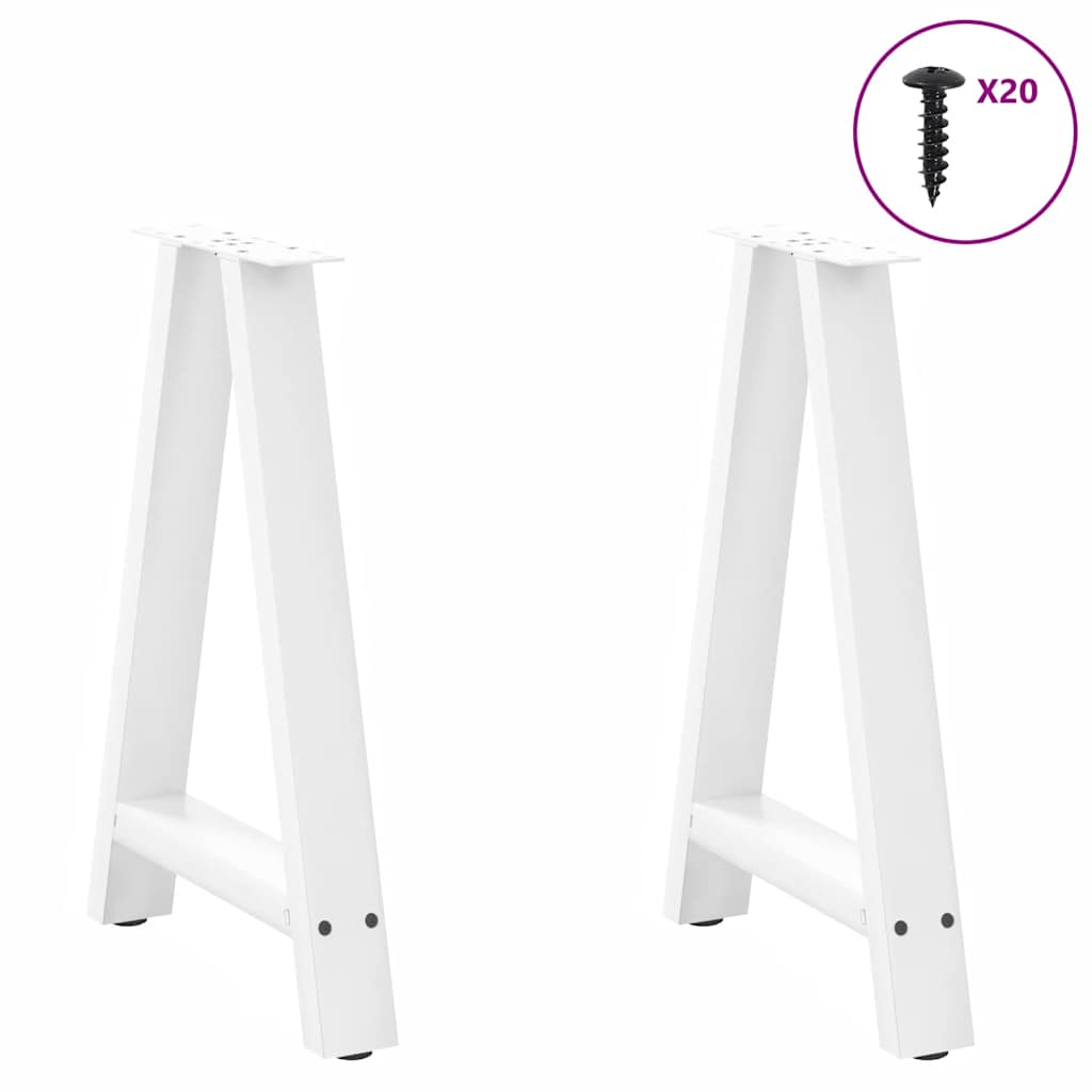 Spisebordben A-formet 2 stk hvit 60 x (72-73) cm stål