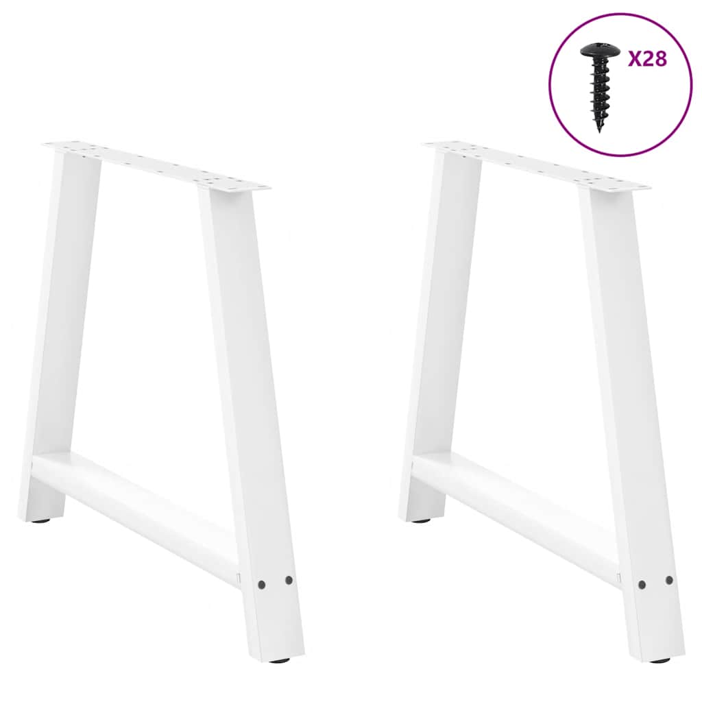 Spisebordben A-formet 2 stk hvit 90 x (72-73) cm stål