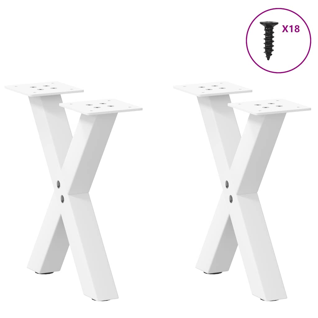 Salongbordben X-formet 2 stk hvit 30x(30-31) cm stål