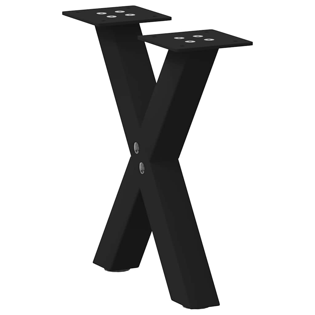 Salongbordben X-formet 2 stk svart 37x(30-31) cm stål