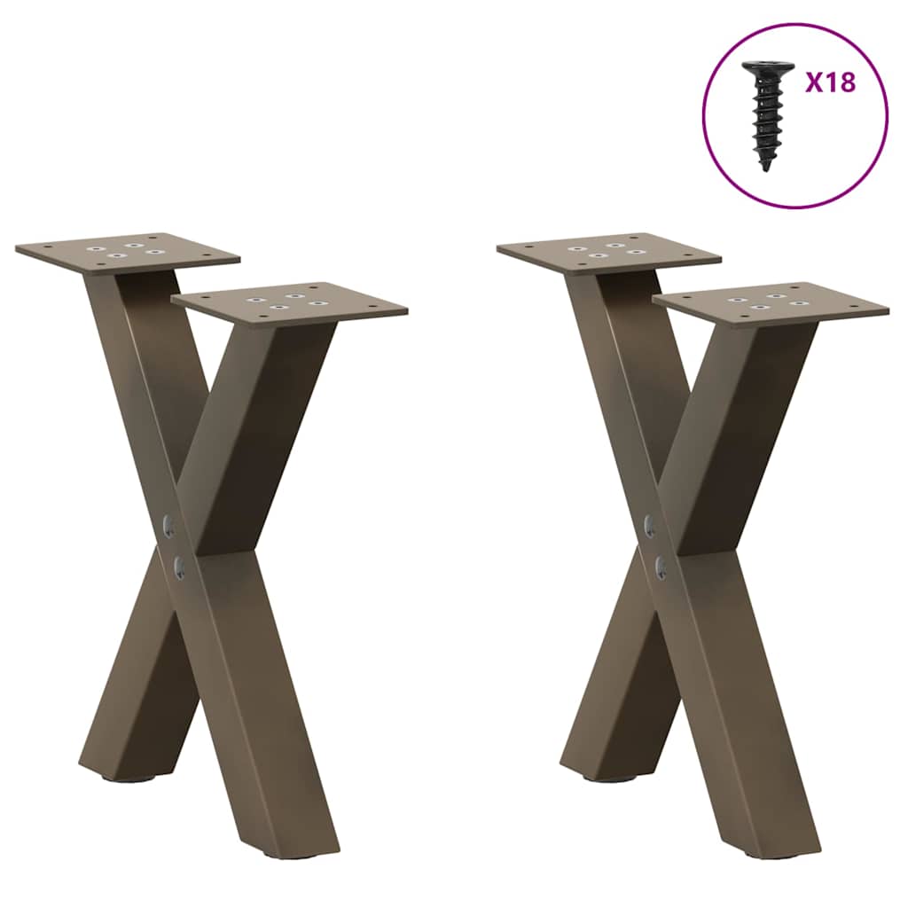 Salongbordben X-formet 2 stk naturstål 37x(30-31) cm stål
