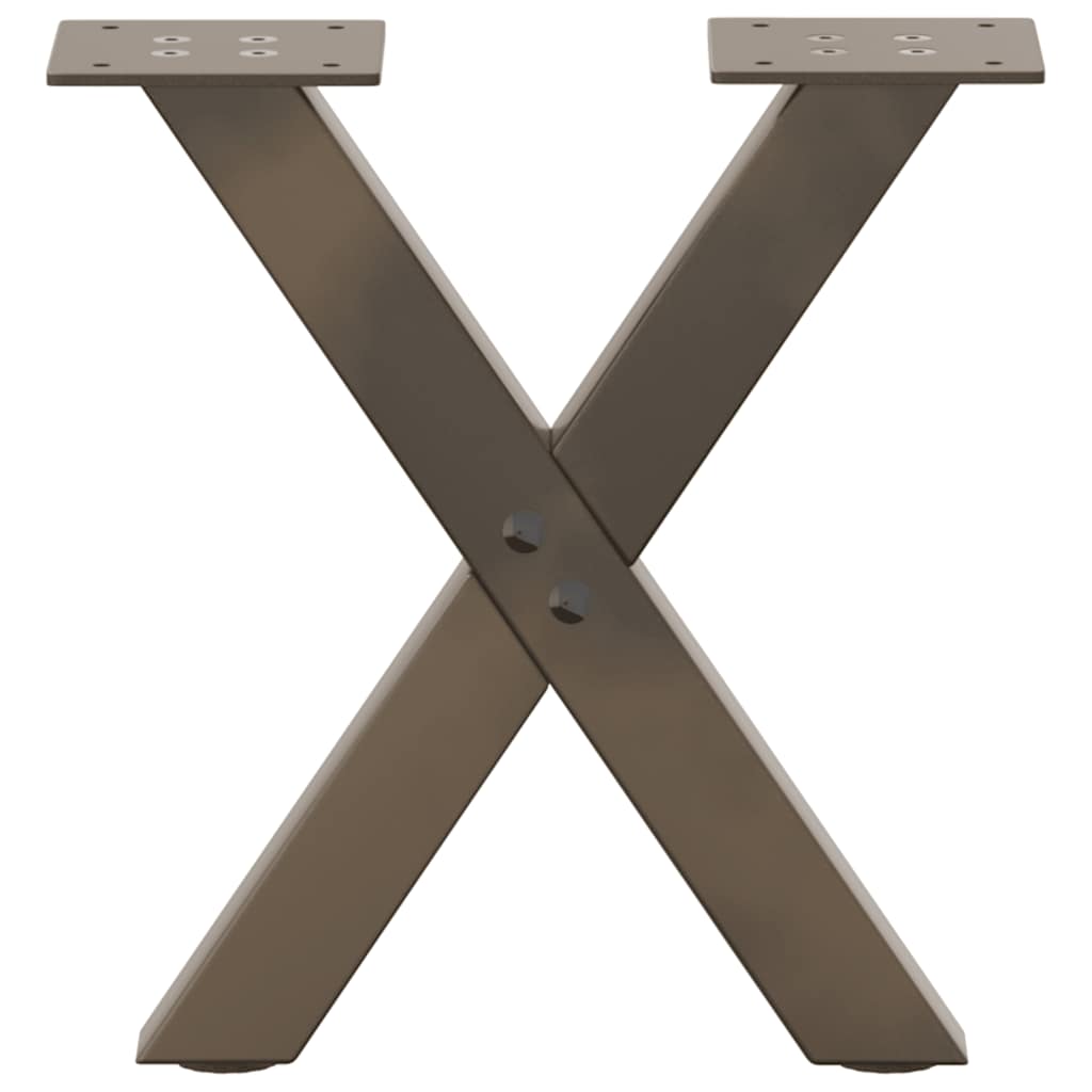 Salongbordben X-formet 2 stk naturstål 37x(30-31) cm stål
