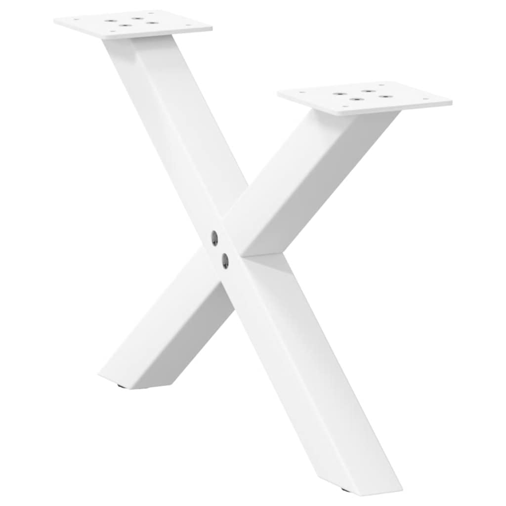 Salongbordben X-formet 2 stk hvit 50x(30-31) cm stål