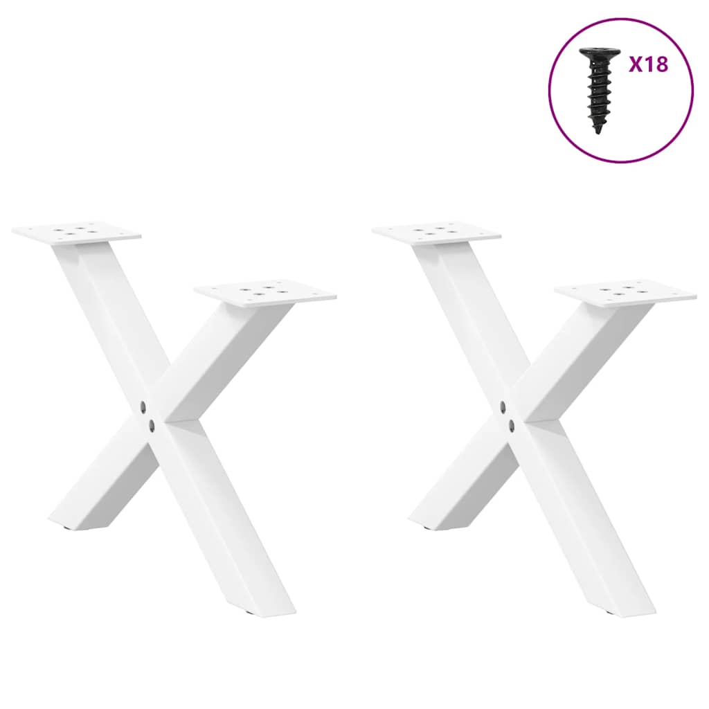 Salongbordben X-formet 2 stk hvit 50x(30-31) cm stål
