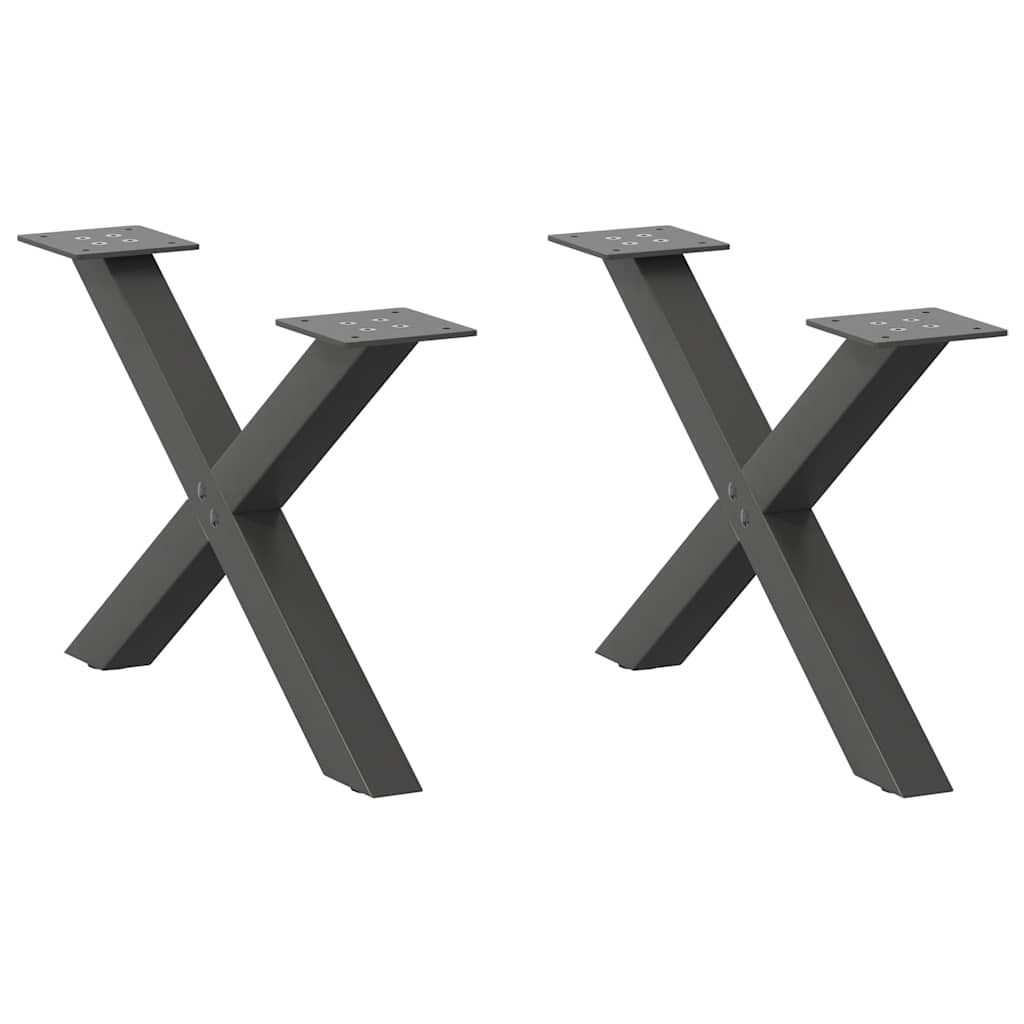 Salongbordben X-formet 2 stk antrasitt 50x(30-31) cm stål