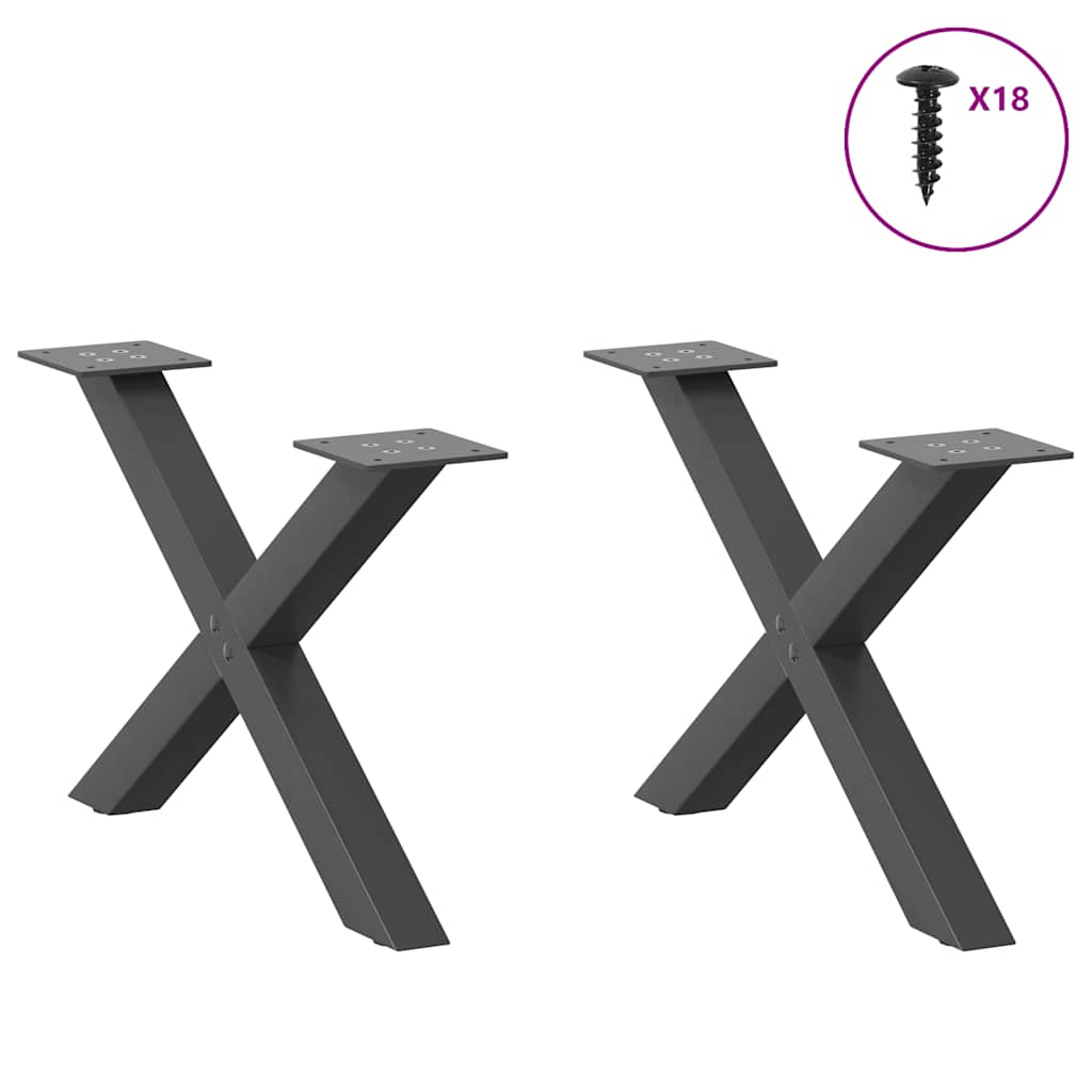 Salongbordben X-formet 2 stk antrasitt 50x(30-31) cm stål