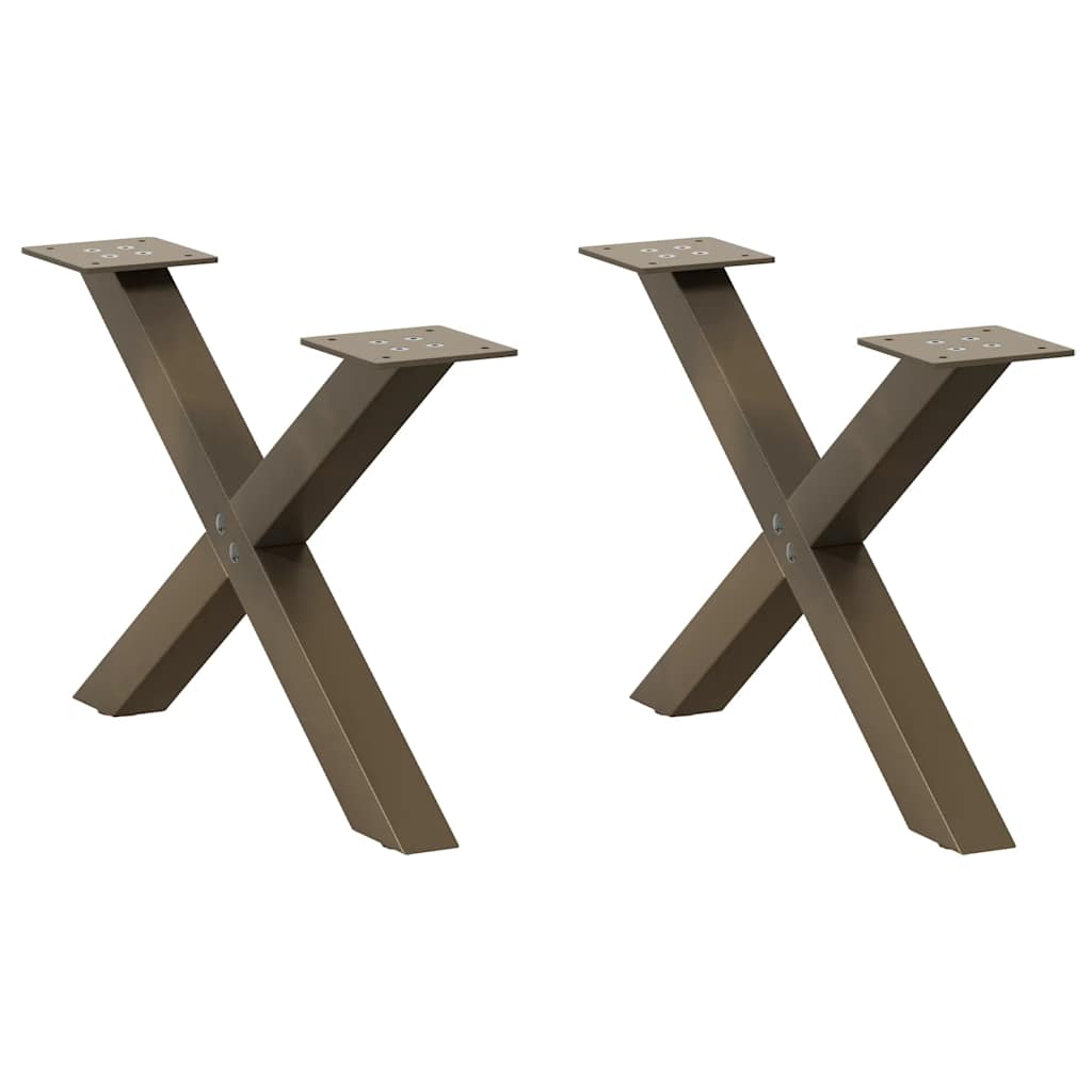 Salongbordben X-formet 2 stk naturstål 50x(30-31) cm stål