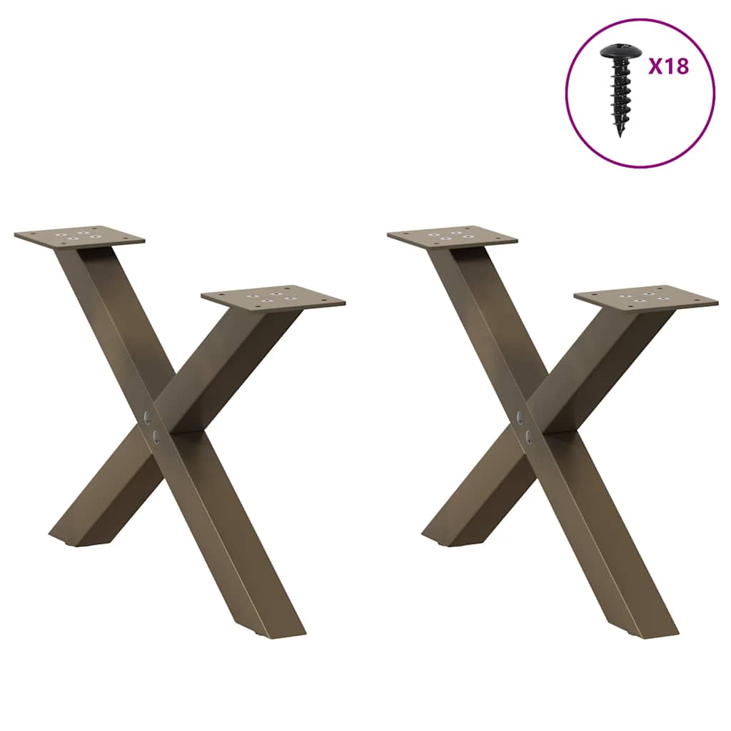 Salongbordben X-formet 2 stk naturstål 50x(30-31) cm stål