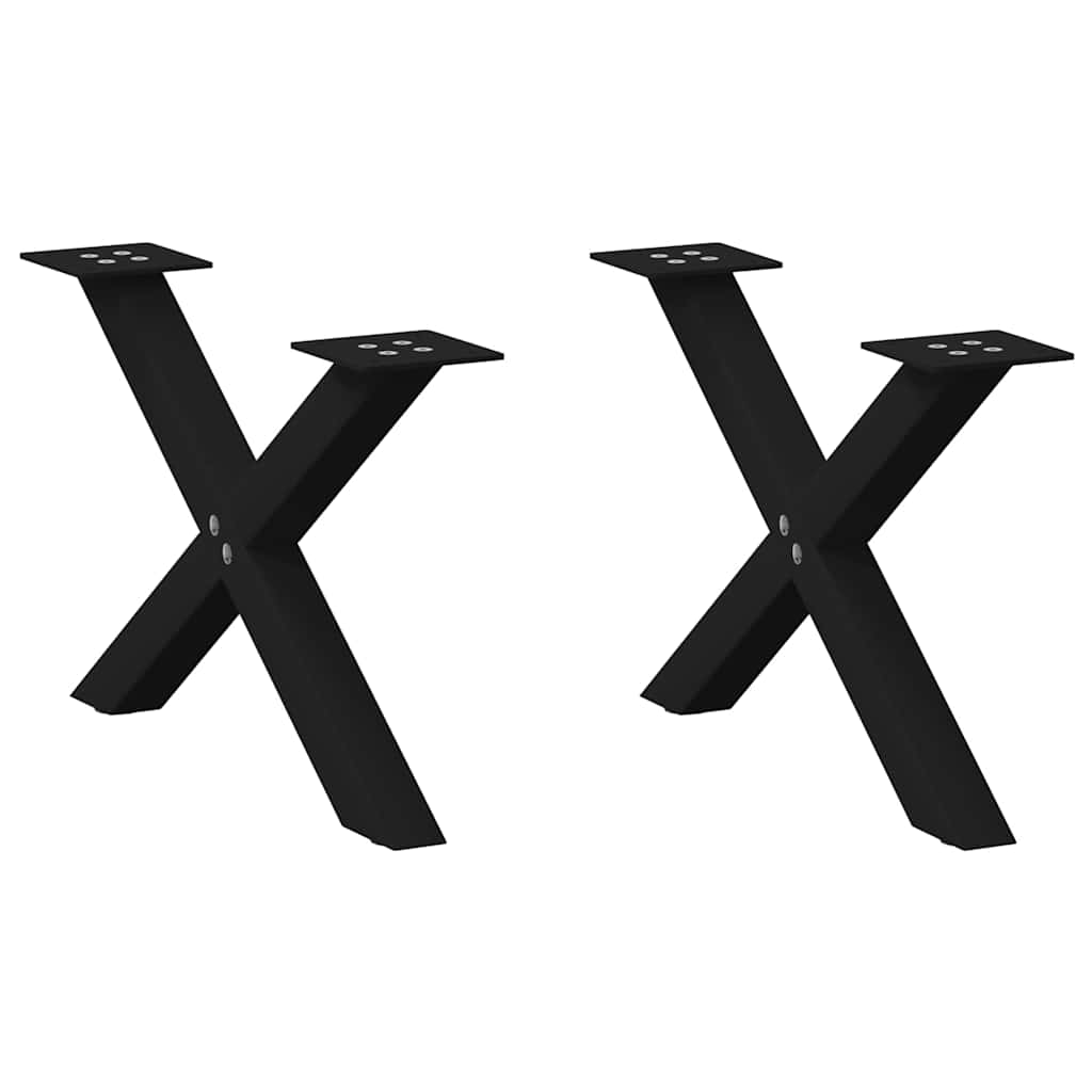 Salongbordben X-formet 2 stk svart 60 x (30-31) cm stål
