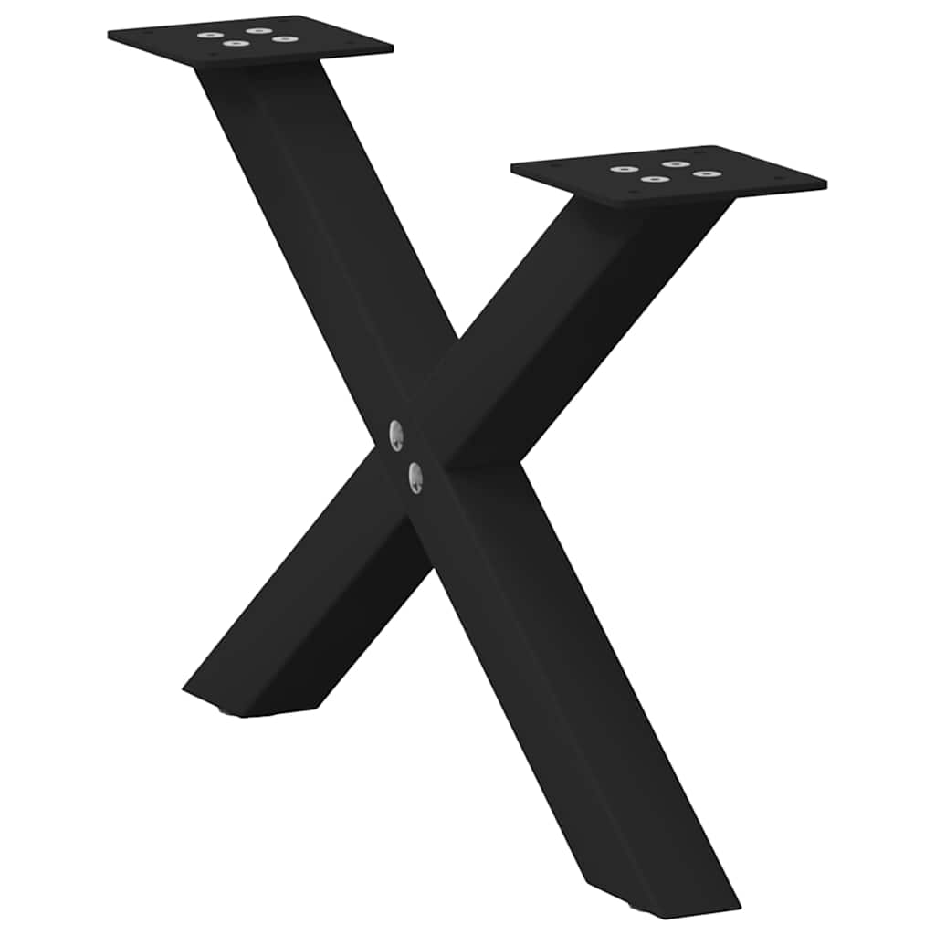Salongbordben X-formet 2 stk svart 60 x (30-31) cm stål