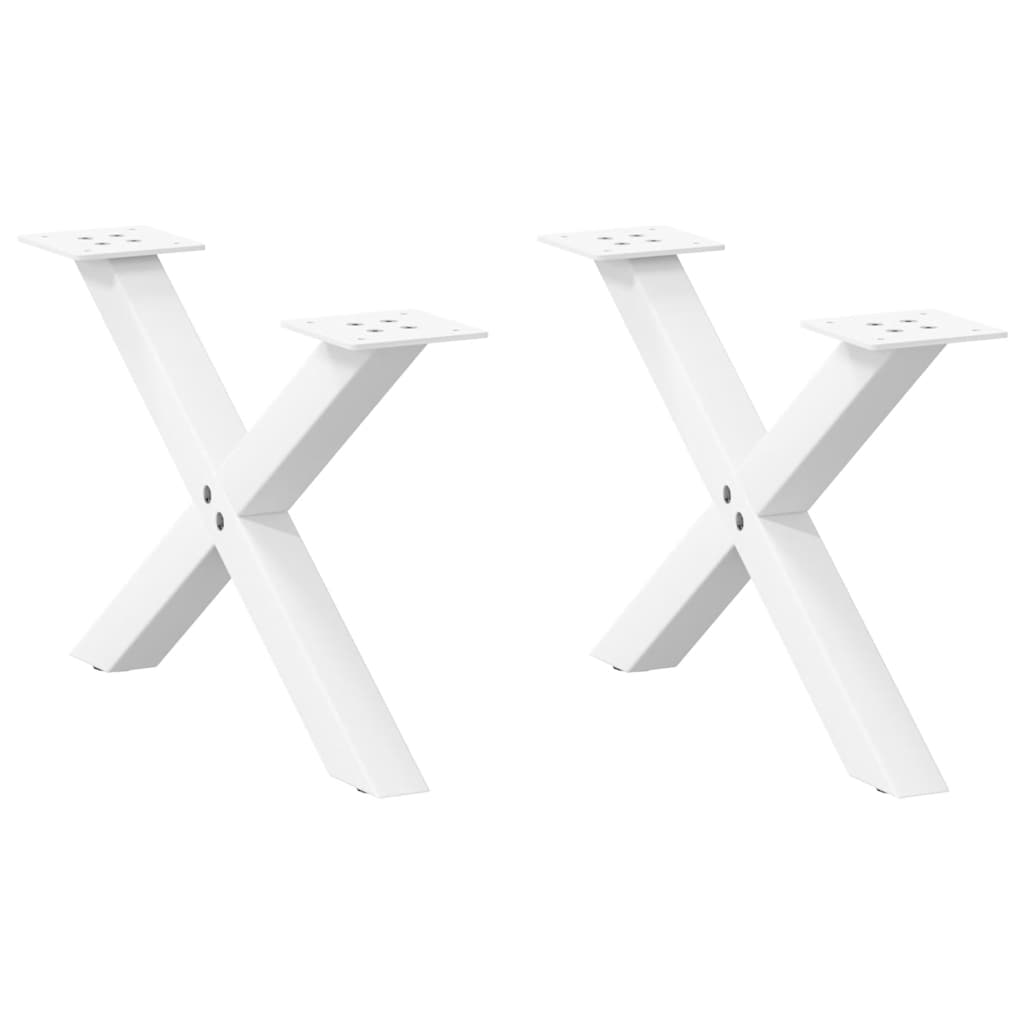 Salongbordben X-formet 2 stk hvit 60 x (30-31) cm stål