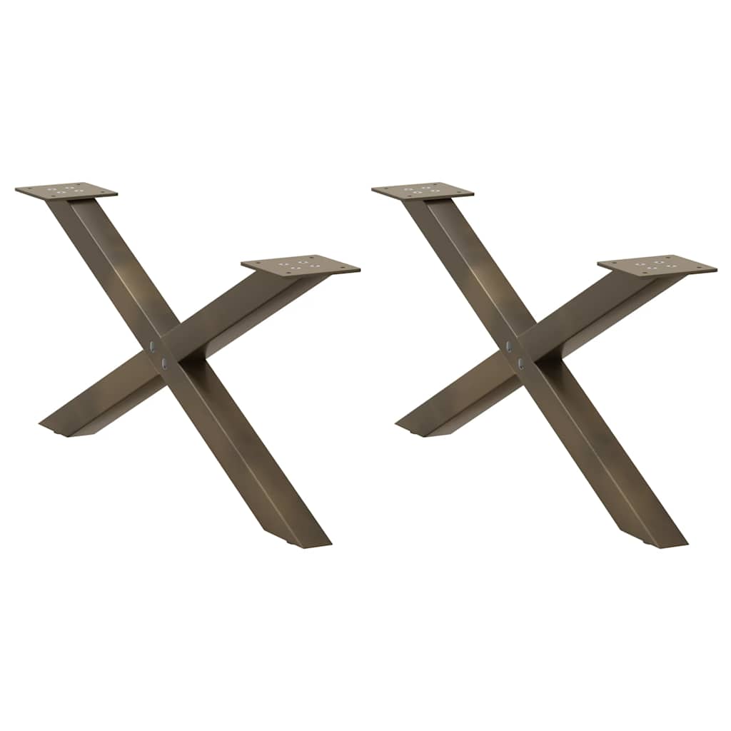 Salongbordben X-formet 2 stk naturstål 70 x (30-31) cm stål
