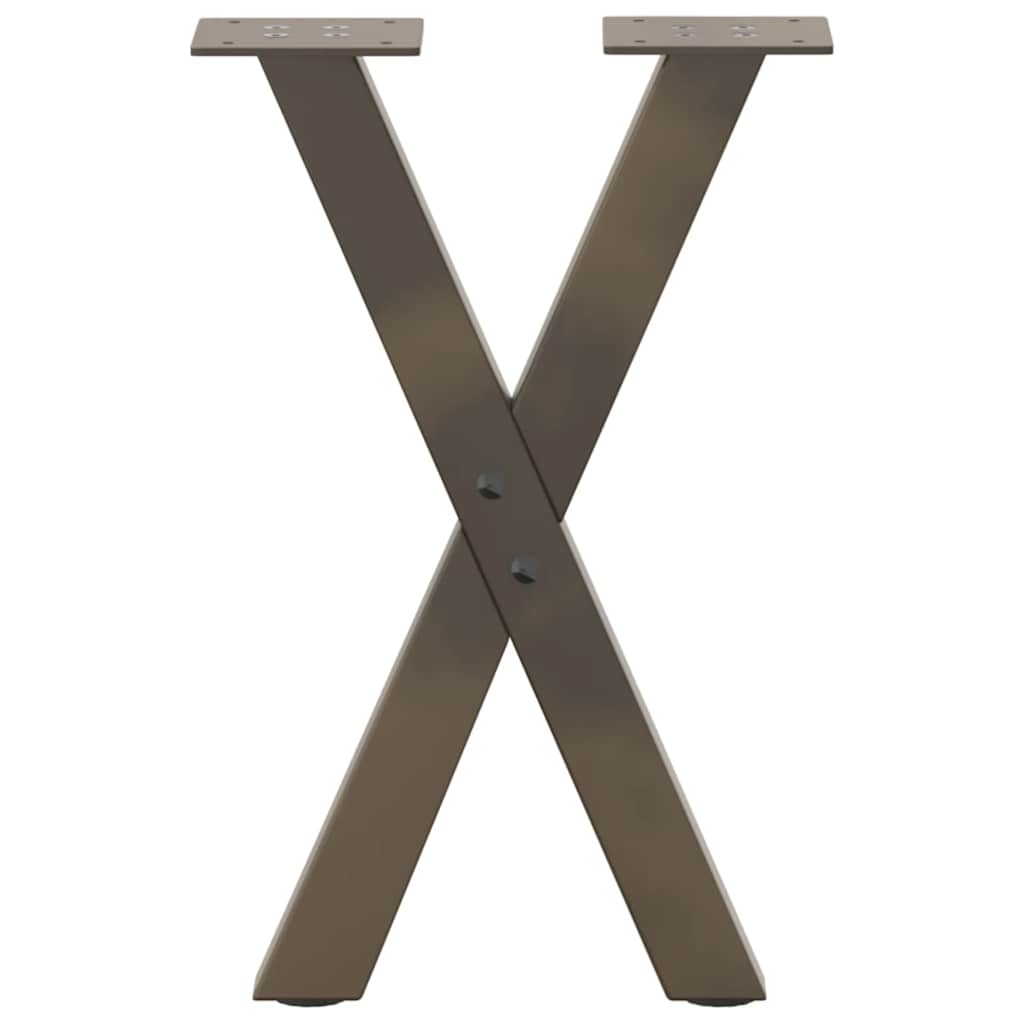 Salongbordben X-formet 2 stk naturstål 28 x (42-43) cm stål