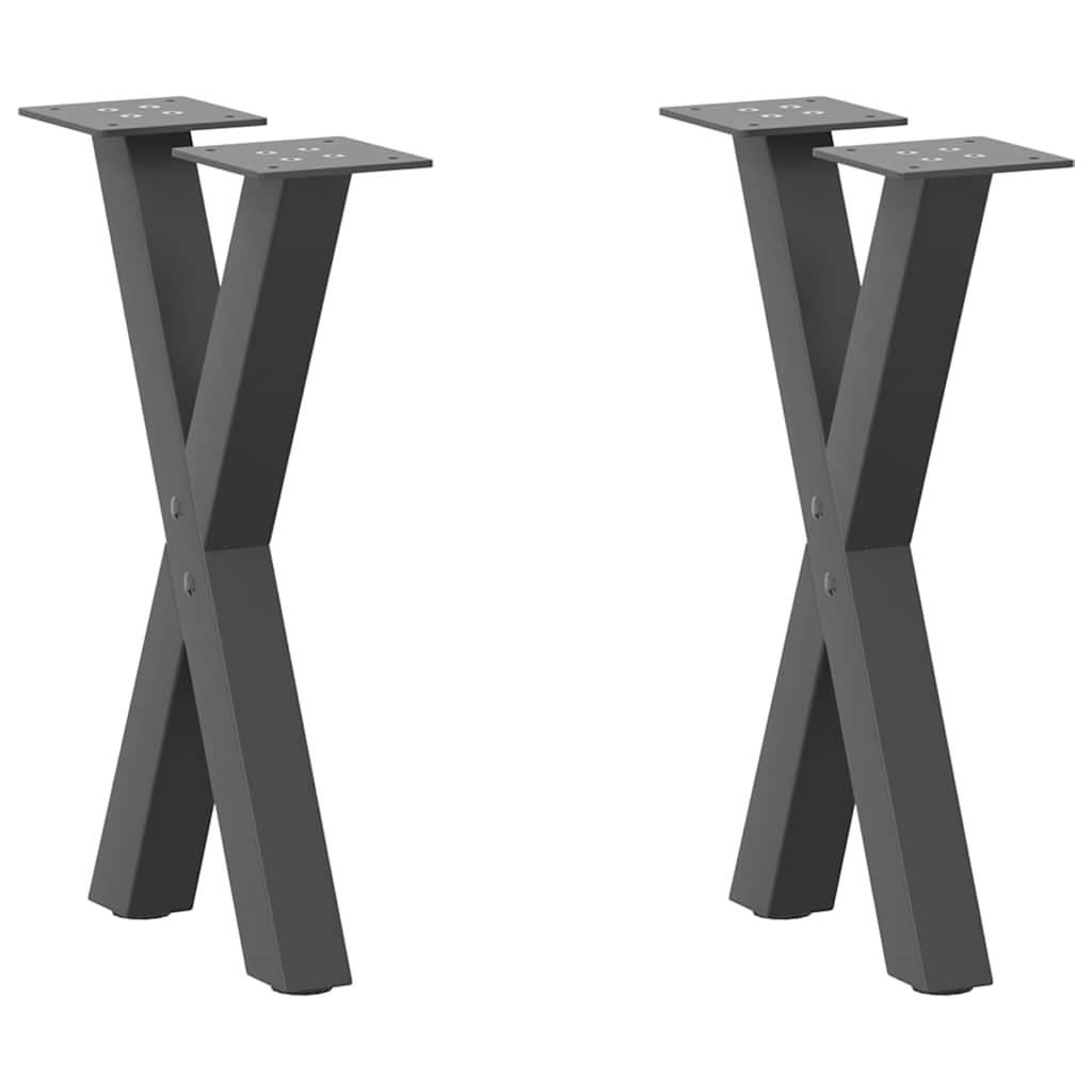 Salongbordben X-formet 2 stk antrasitt 38 x (42-43) cm stål