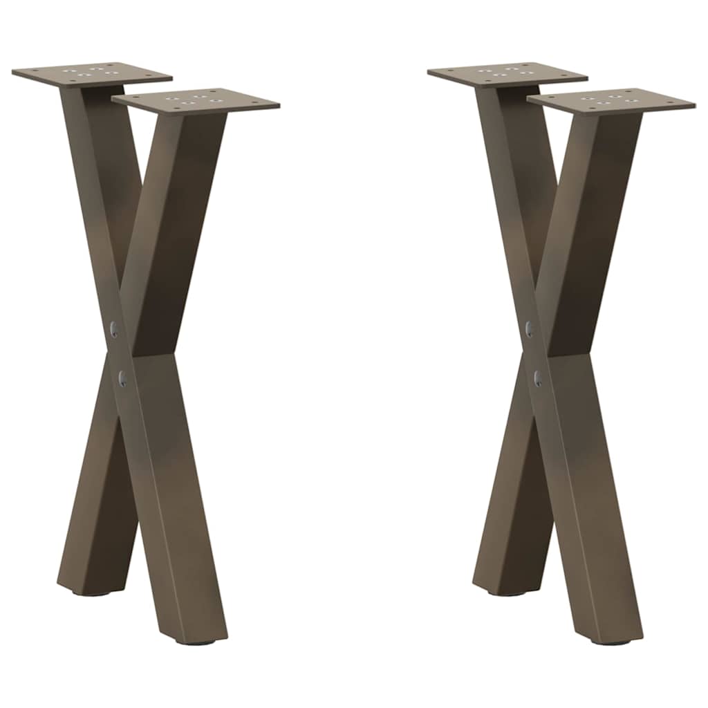 Salongbordben X-formet 2 stk naturstål 38 x (42-43) cm stål