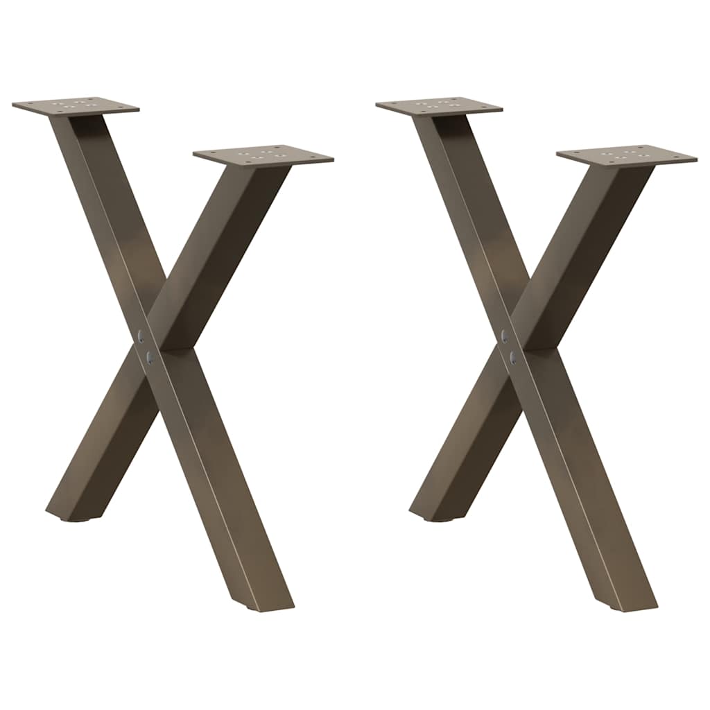 Salongbordben X-formet 2 stk naturstål 50x(42-43) cm stål