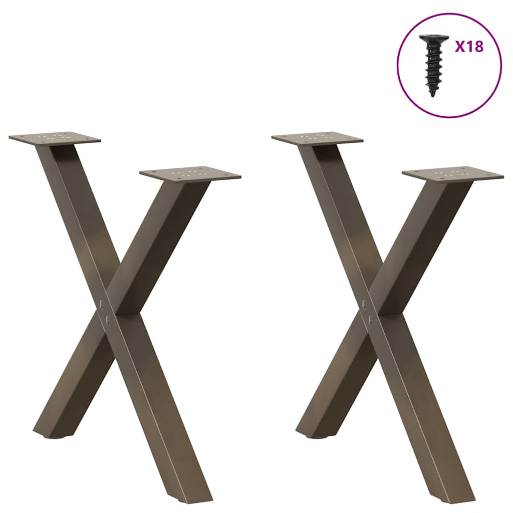Salongbordben X-formet 2 stk naturstål 50x(42-43) cm stål