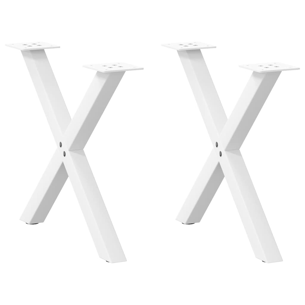Salongbordben X-formet 2 stk hvit 60 x (42-43) cm stål