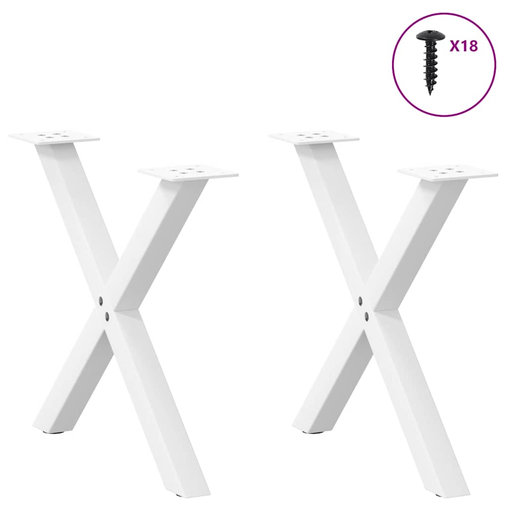 Salongbordben X-formet 2 stk hvit 60 x (42-43) cm stål