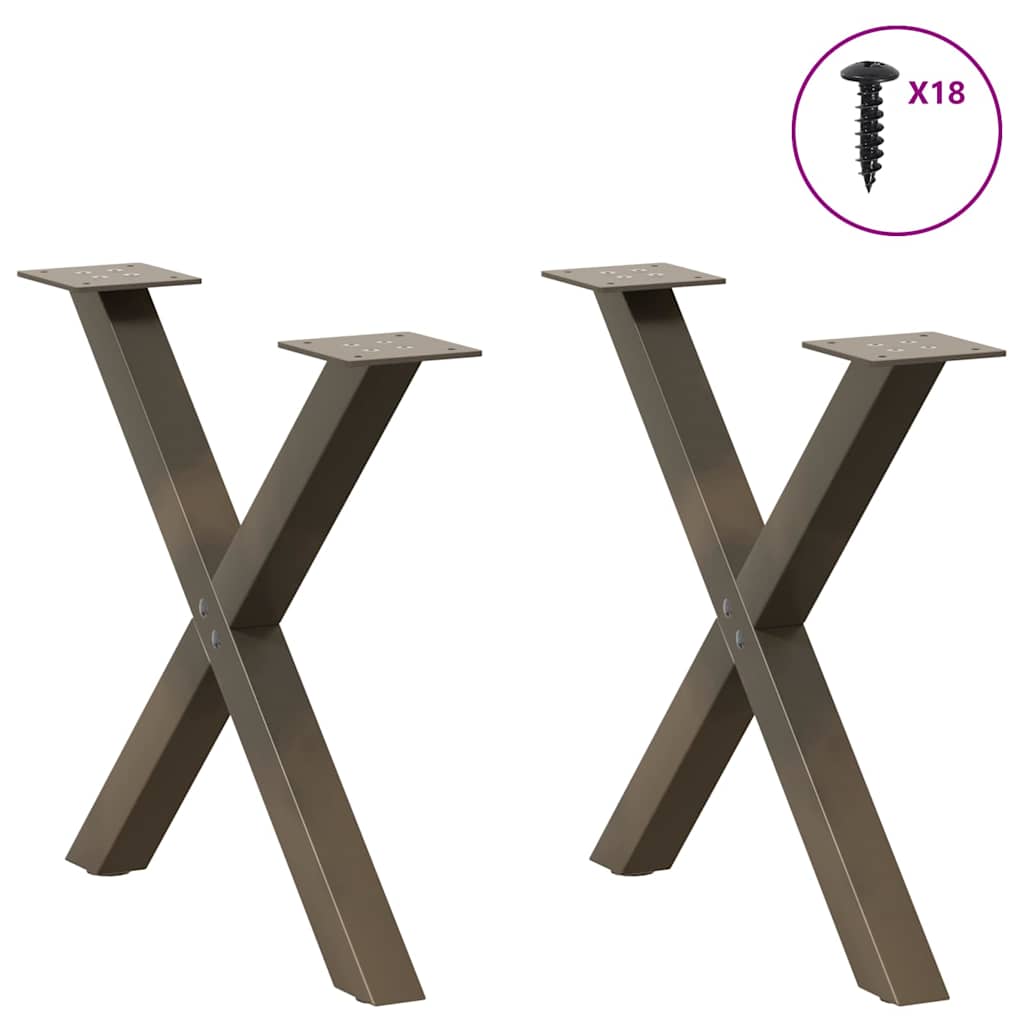 Salongbordben X-formet 2 stk naturstål 60 x (42-43) cm stål