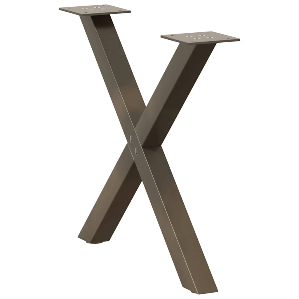 Salongbordben X-formet 2 stk naturstål 60 x (42-43) cm stål