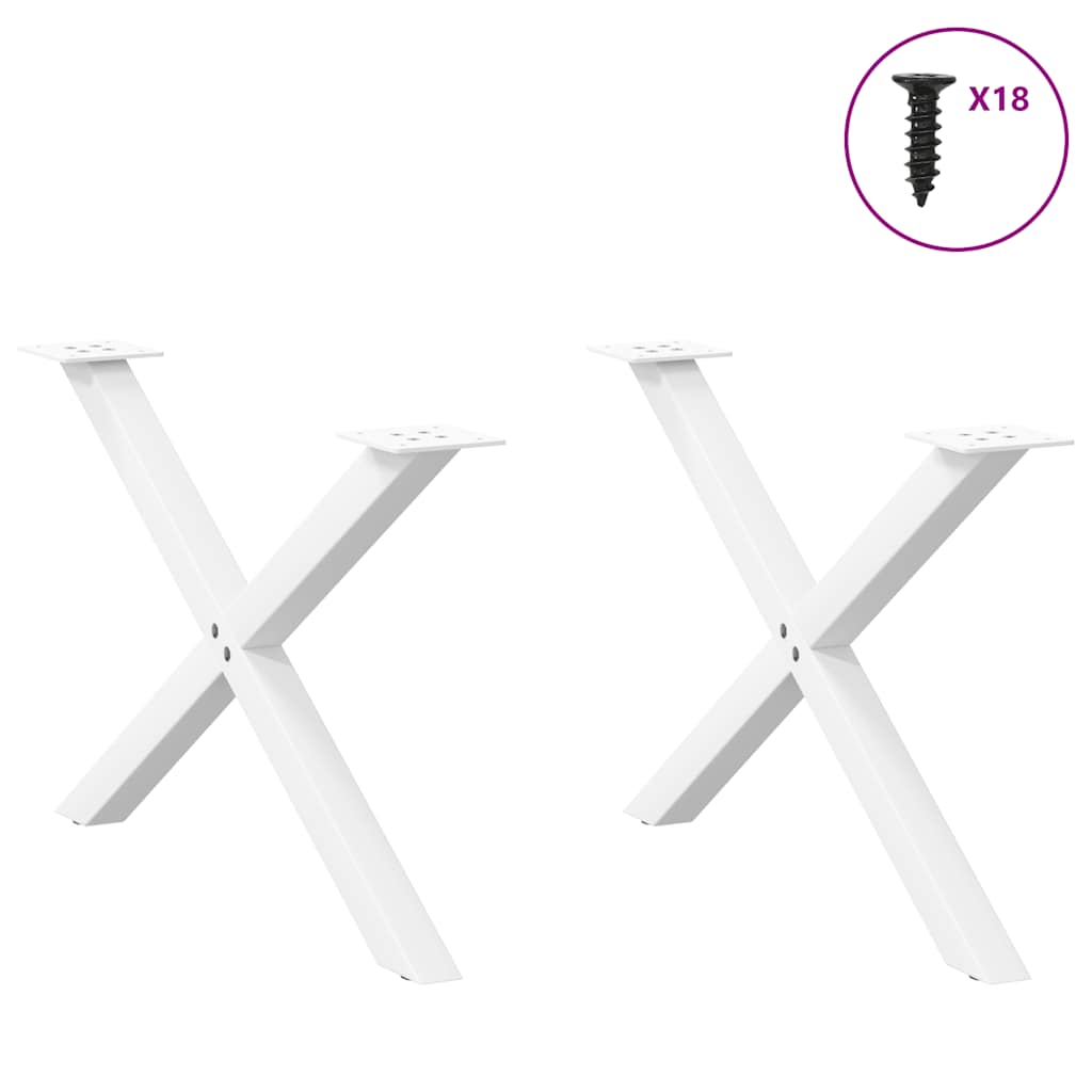 Salongbordben X-formet 2 stk hvit 70 x (42-43) cm stål