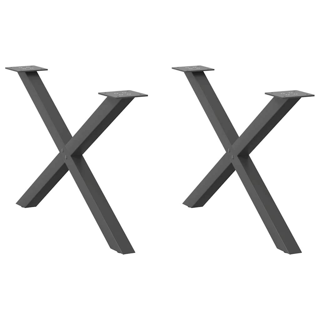 Salongbordben X-formet 2 stk antrasitt 70 x (42-43) cm stål