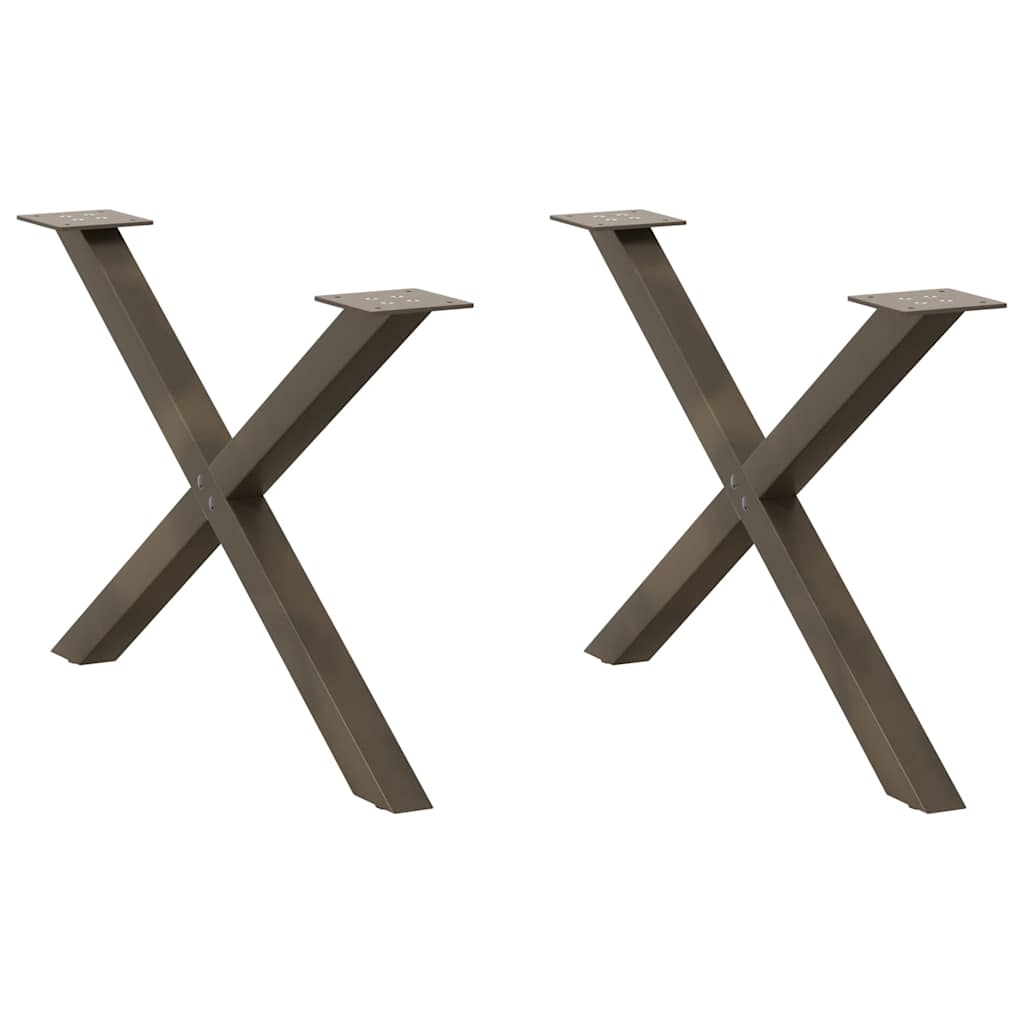 Salongbordben X-formet 2 stk naturstål 70 x (42-43) cm stål