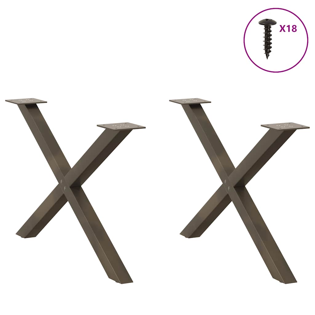 Salongbordben X-formet 2 stk naturstål 70 x (42-43) cm stål