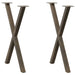 Spisebordben X-formet 2 stk naturstål 50x(72-73) cm stål