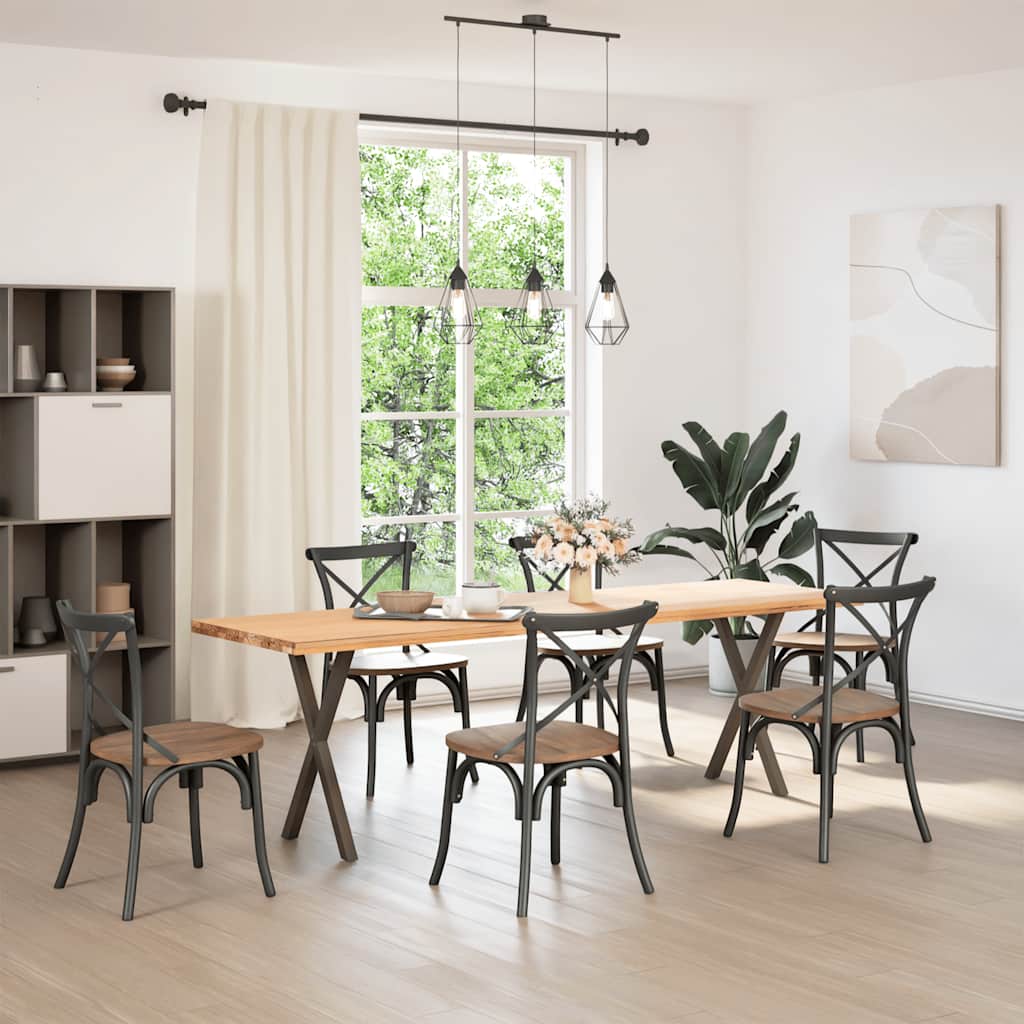 Spisebordben X-formet 2 stk naturstål 50x(72-73) cm stål