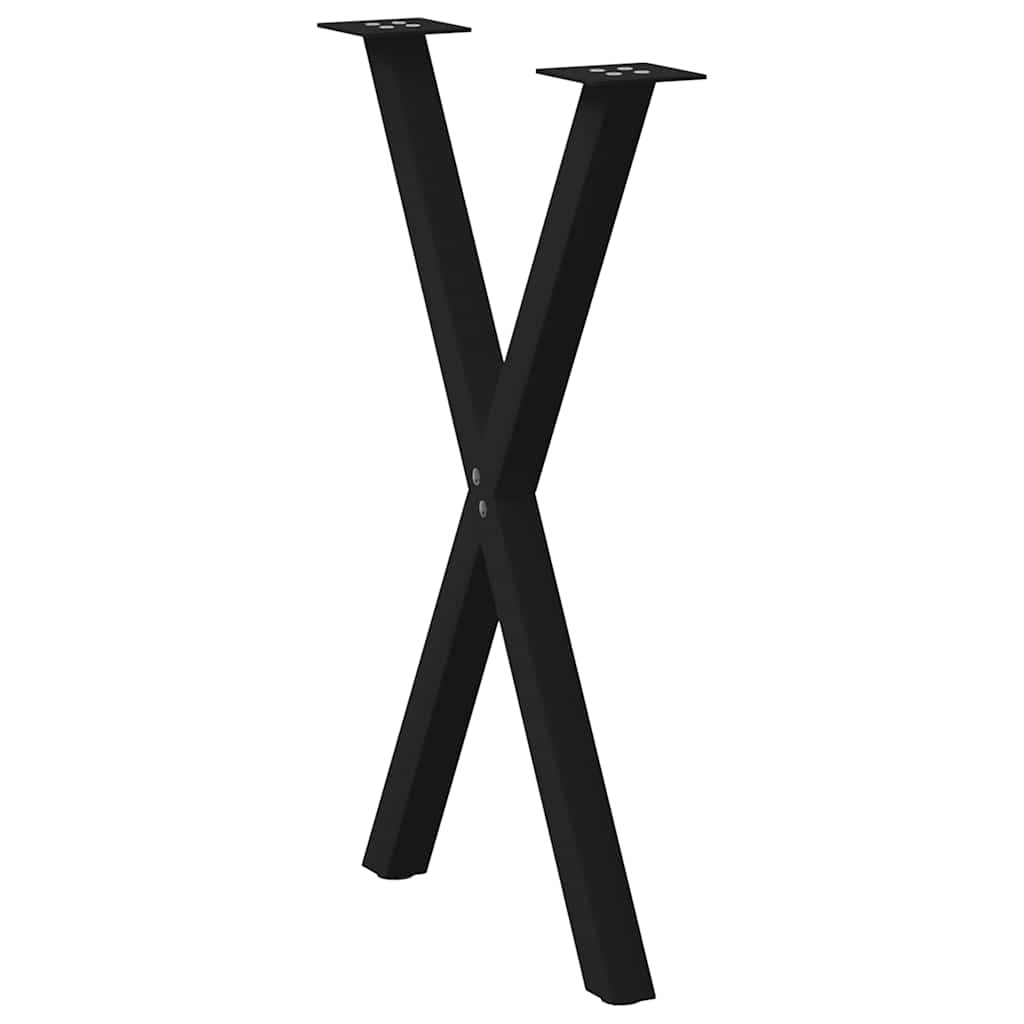 Spisebordben X-formet 2 stk svart 57 x (72-73) cm stål