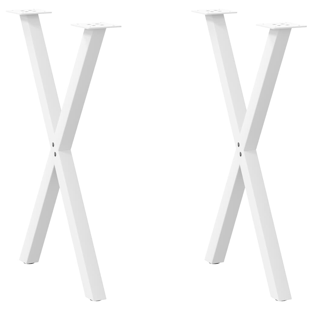 Spisebordben X-formet 2 stk hvit 57 x (72-73) cm stål