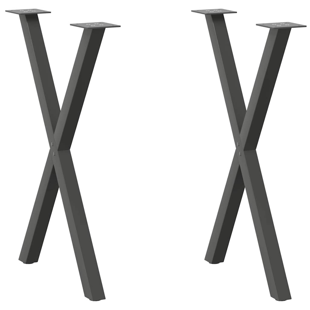 Spisebordben X-formet 2 stk antrasitt 57 x (72-73) cm stål