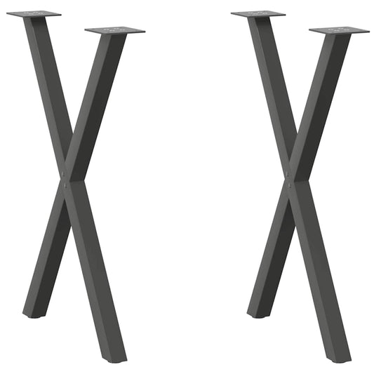 Spisebordben X-formet 2 stk antrasitt 57 x (72-73) cm stål