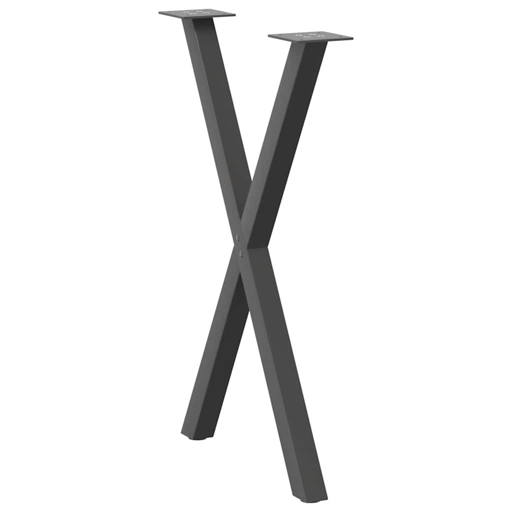 Spisebordben X-formet 2 stk antrasitt 57 x (72-73) cm stål