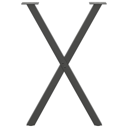 Spisebordben X-formet 2 stk antrasitt 57 x (72-73) cm stål