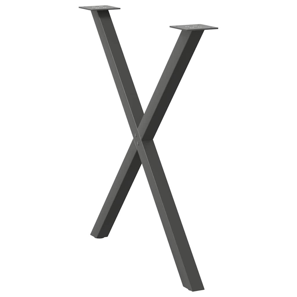 Spisebordben X-formet 2 stk antrasitt 70 x (72-73) cm stål