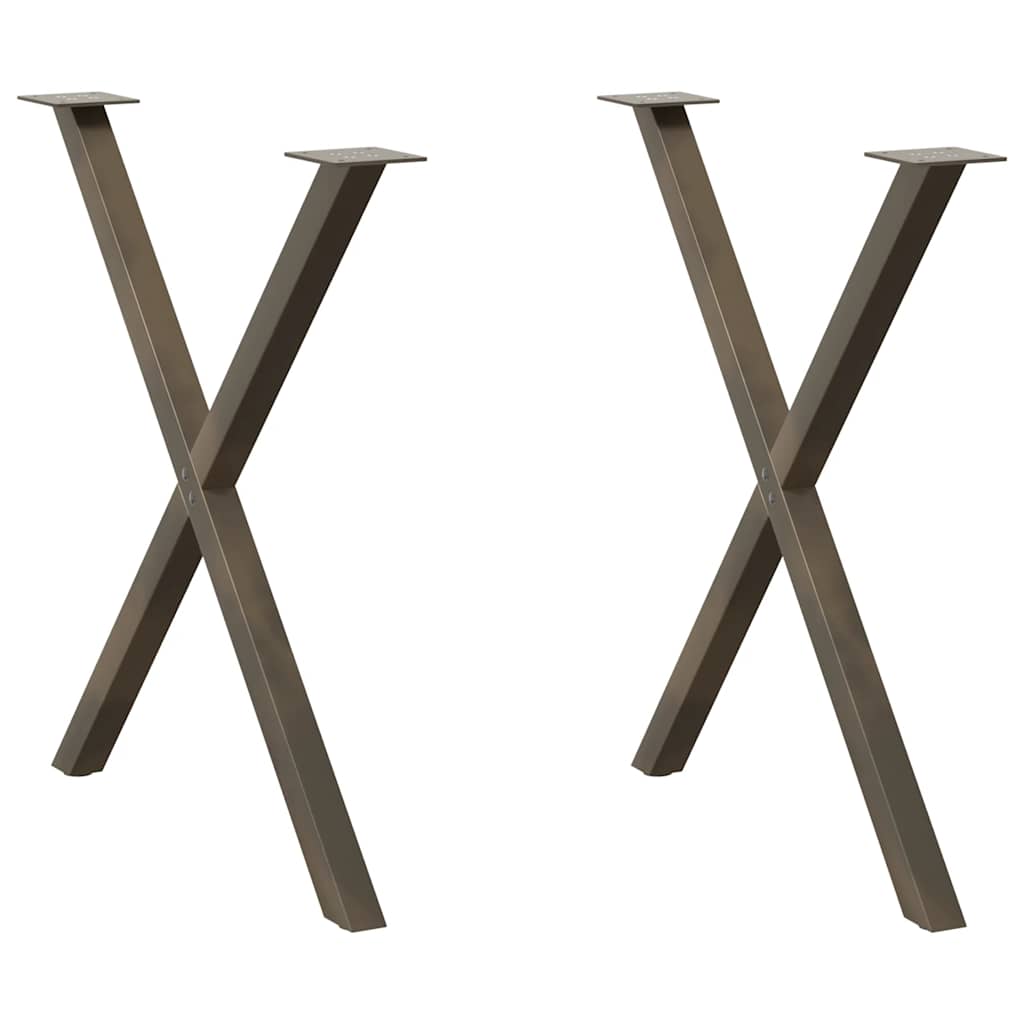 Spisebordben X-formet 2 stk naturstål 70 x (72-73) cm stål