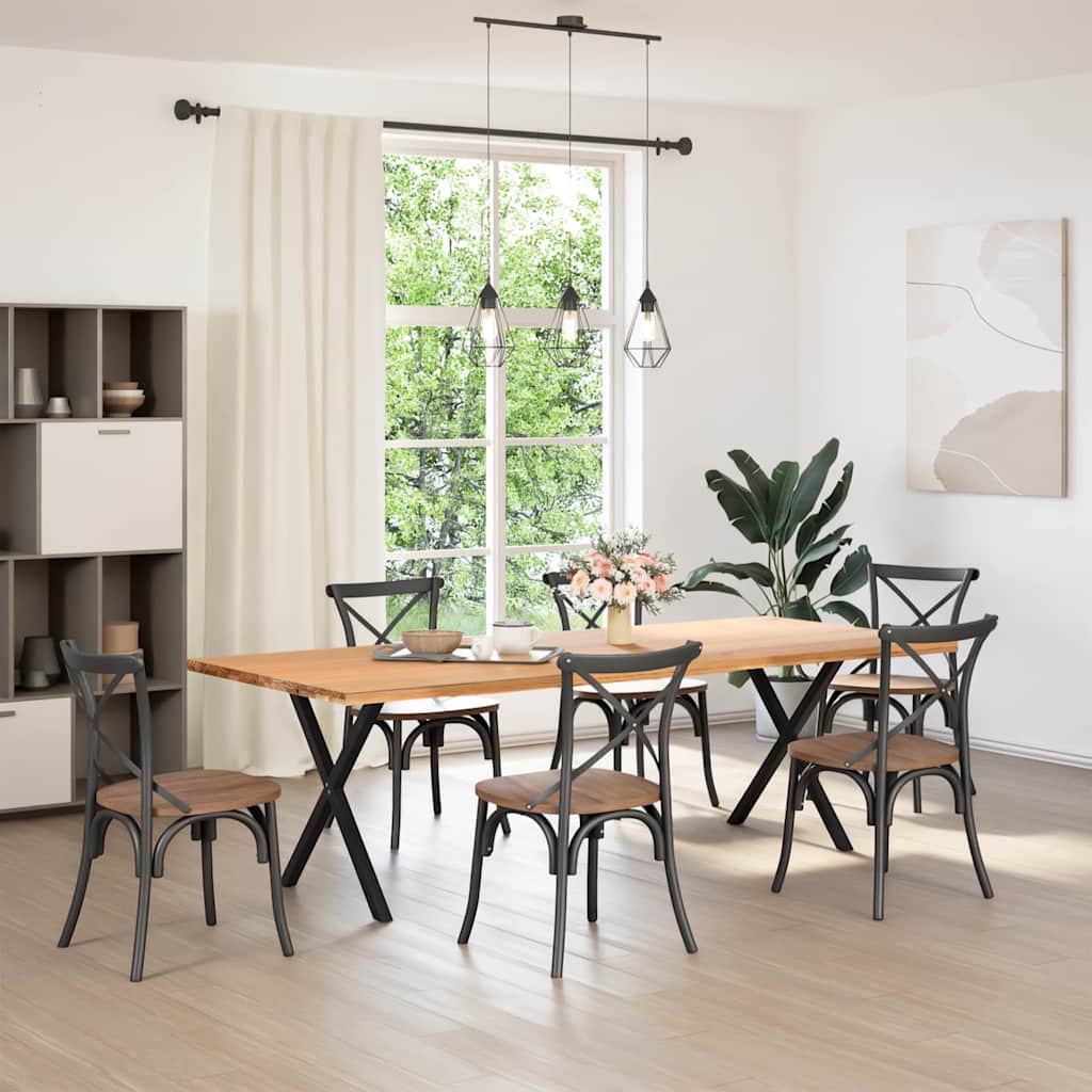 Spisebordben X-formet 2 stk svart 80 x (72-73) cm stål