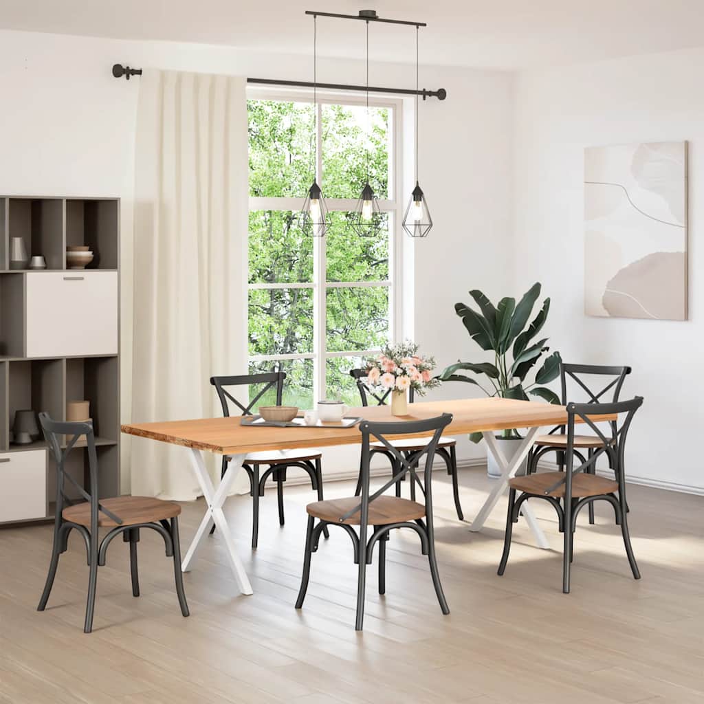 Spisebordben X-formet 2 stk hvit 80 x (72-73) cm stål