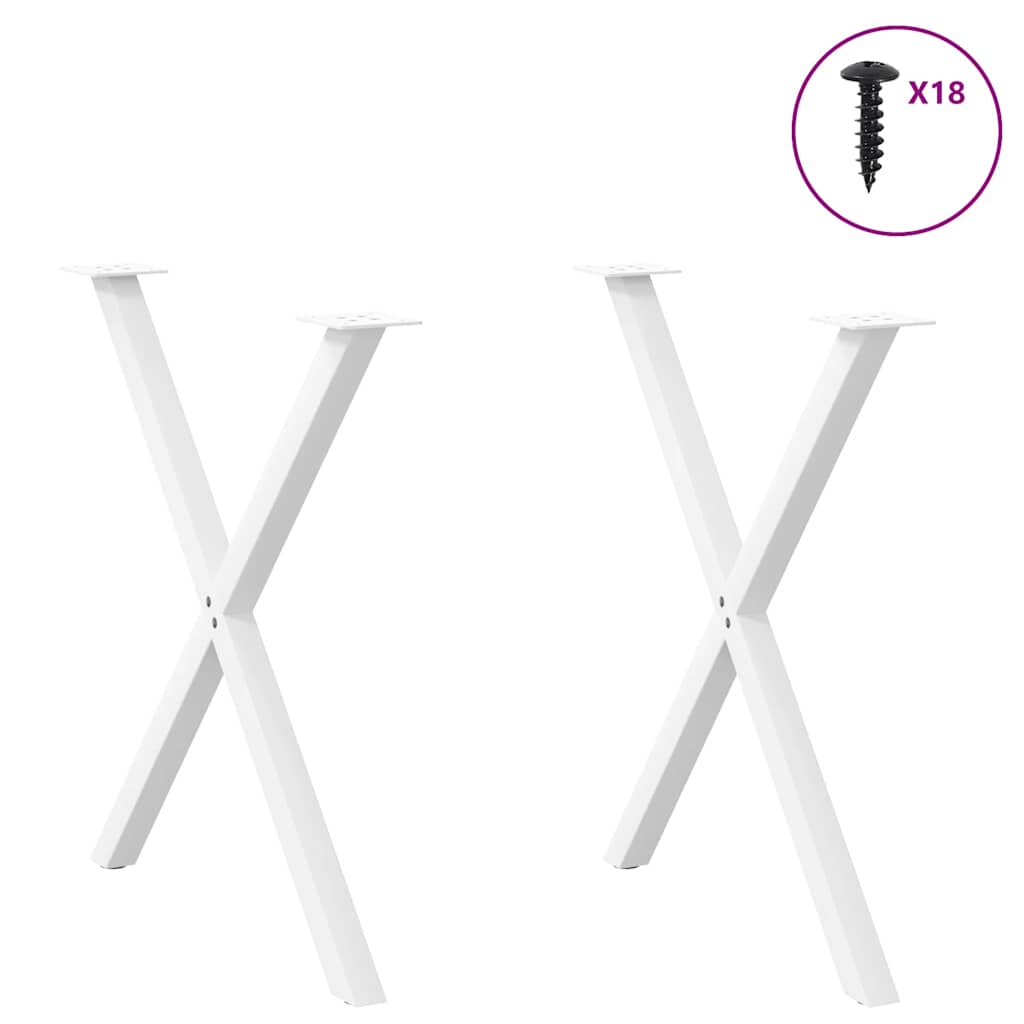 Spisebordben X-formet 2 stk hvit 80 x (72-73) cm stål